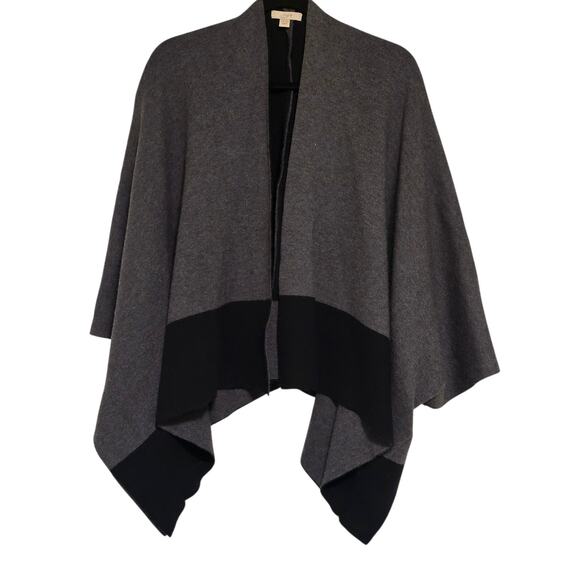 Ann Taylor Sweaters - Draped Knit Cape Cardigan Gray Black Colorblock One Size Corporate Goth Chic EUC